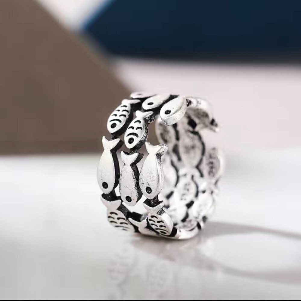 Silver 925 Fish Boho Ring #806 - Picture 8 of 10